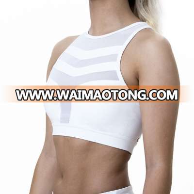 2018 In Stock Athletic Wear Hot Sexy Beautiful Girl Fitness Bras Plain Black Mesh Running Top Women Sports Bra