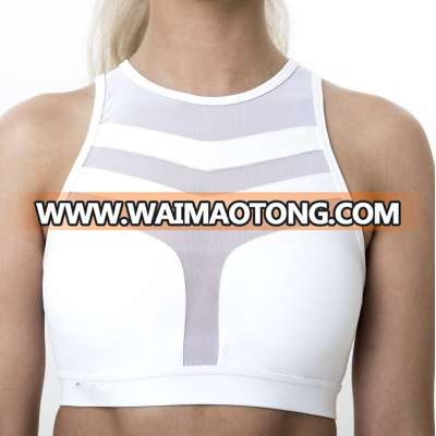 OEM Factory In Stock White mesh fitness cross women sports bra yoga activewear sets for gym