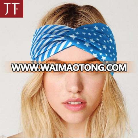 Latest fashion printing women spa yoga headband cotton women headbands